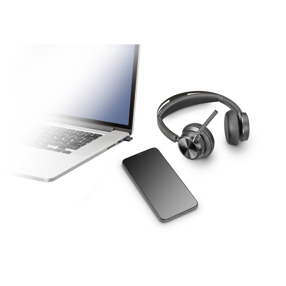 Poly Bluetooth Focus Teams (Lautstärkeregelung, Voyager Kopfhörer UC Headset USB-A 2 Mikrofon-Stummschaltung)
