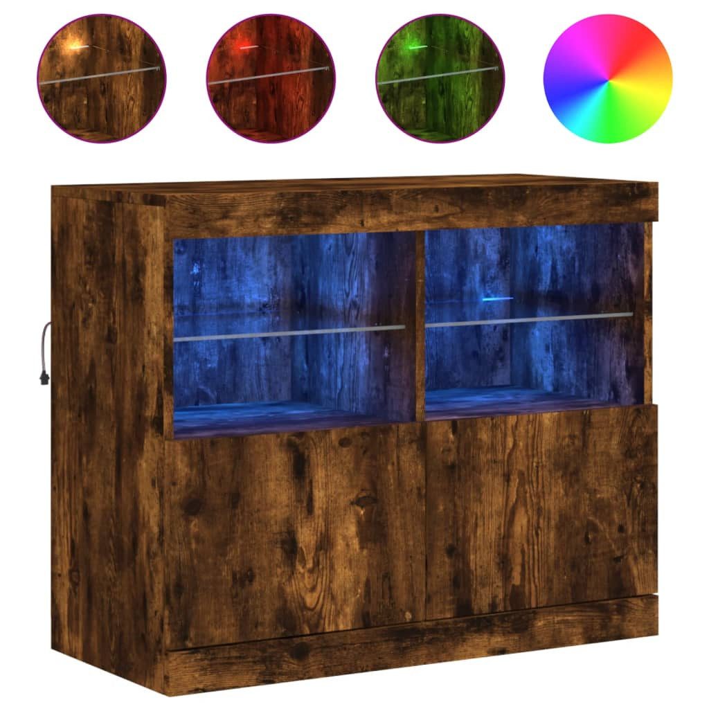 vidaXL Sideboard Sideboard mit LED-Leuchten Räuchereiche 81x37x67 cm (1 St) günstig online kaufen