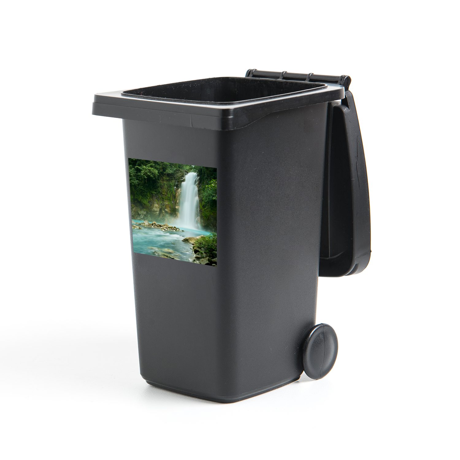 - Abfalbehälter Mülltonne, Container, Wasserfall St), Sticker, (1 MuchoWow Dschungel Wandsticker Mülleimer-aufkleber, - Natur