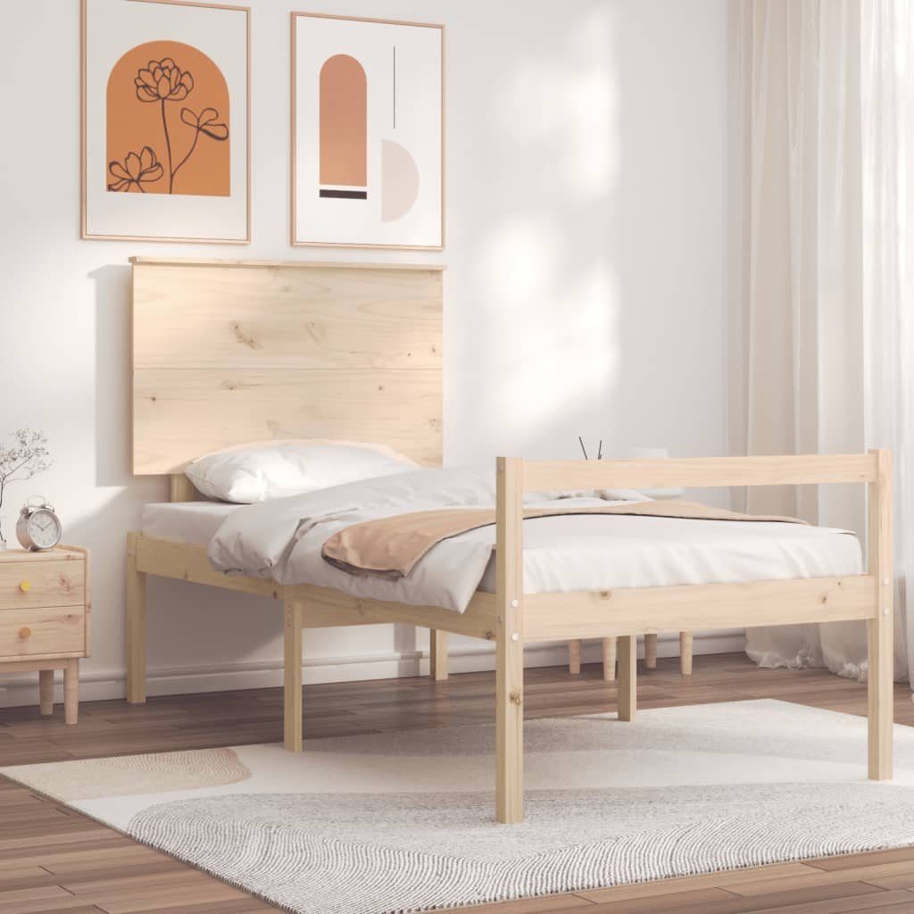 vidaXL Bett Seniorenbett mit Kopfteil 90x200 cm Massivholz