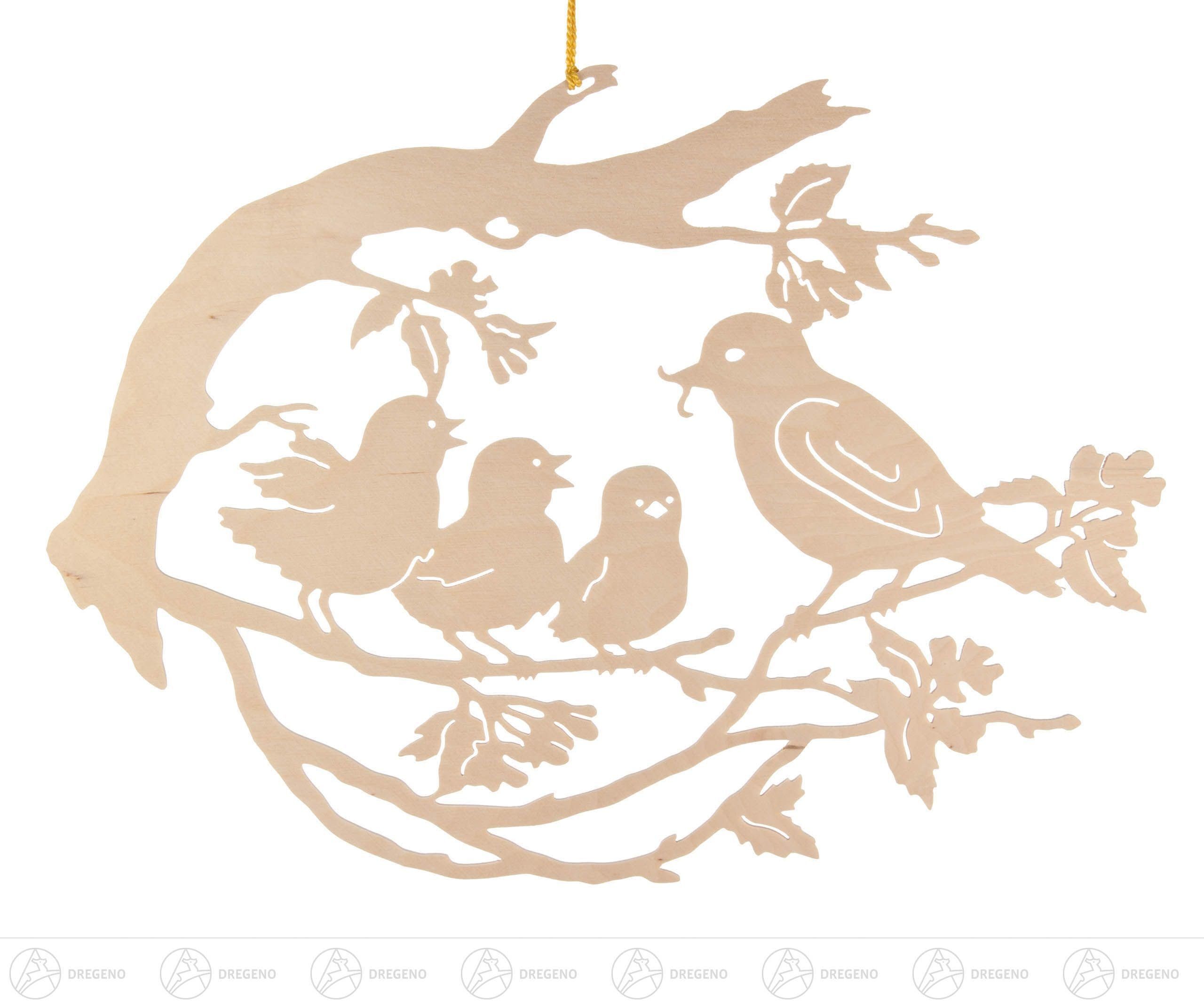Dregeno Erzgebirge Fensterbild Fensterschmuck Fensterbild Vogelfamilie günstig online kaufen