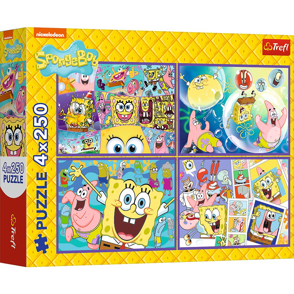 Trefl Puzzle Trefl, Verrückte Welt von Spongebob, 4x250 Teile Puzzle, 250 Puzzleteile