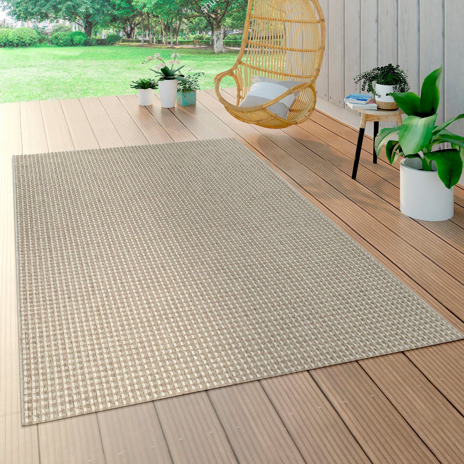 Paco Home Teppich Waregem 622, rechteckig, Höhe: 4 mm, Flachgewebe, Sisal-Optik, In- und Outdoor geeignet, Wohnzimmer