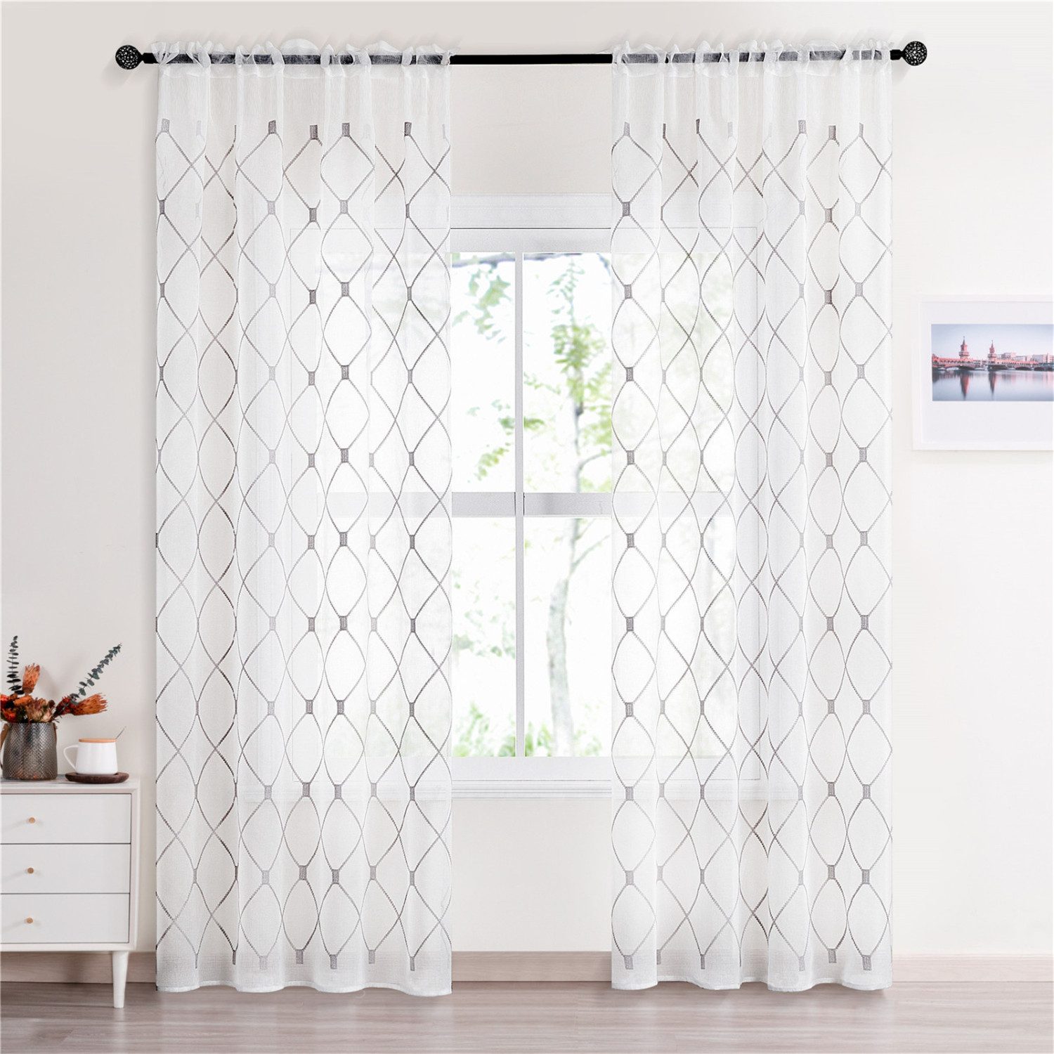 BYSURE Gardine, Stangendurchzug (2 St), halbtransparent, günstig online kaufen