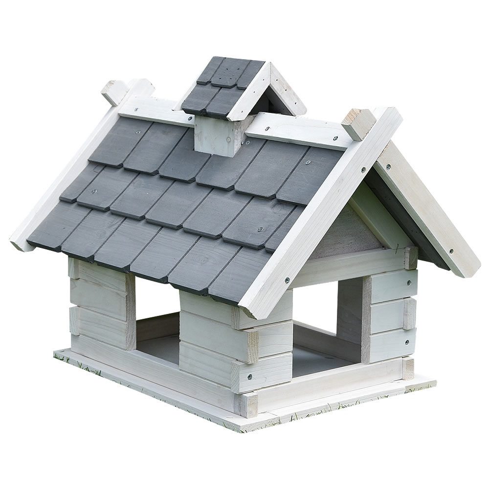 Vogelhaus Vogelvilla Grau Weiß Holz Vogelfutterhaus Vogelhaus Dach Vogelhäuschen