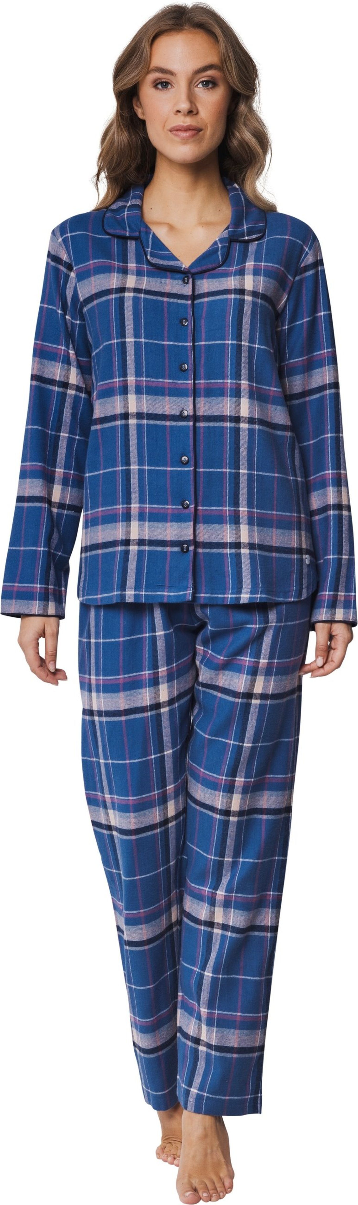 Pastunette Schlafanzug Damen Flanell Pyjama geknöpft (2 tlg) Baumwolle günstig online kaufen
