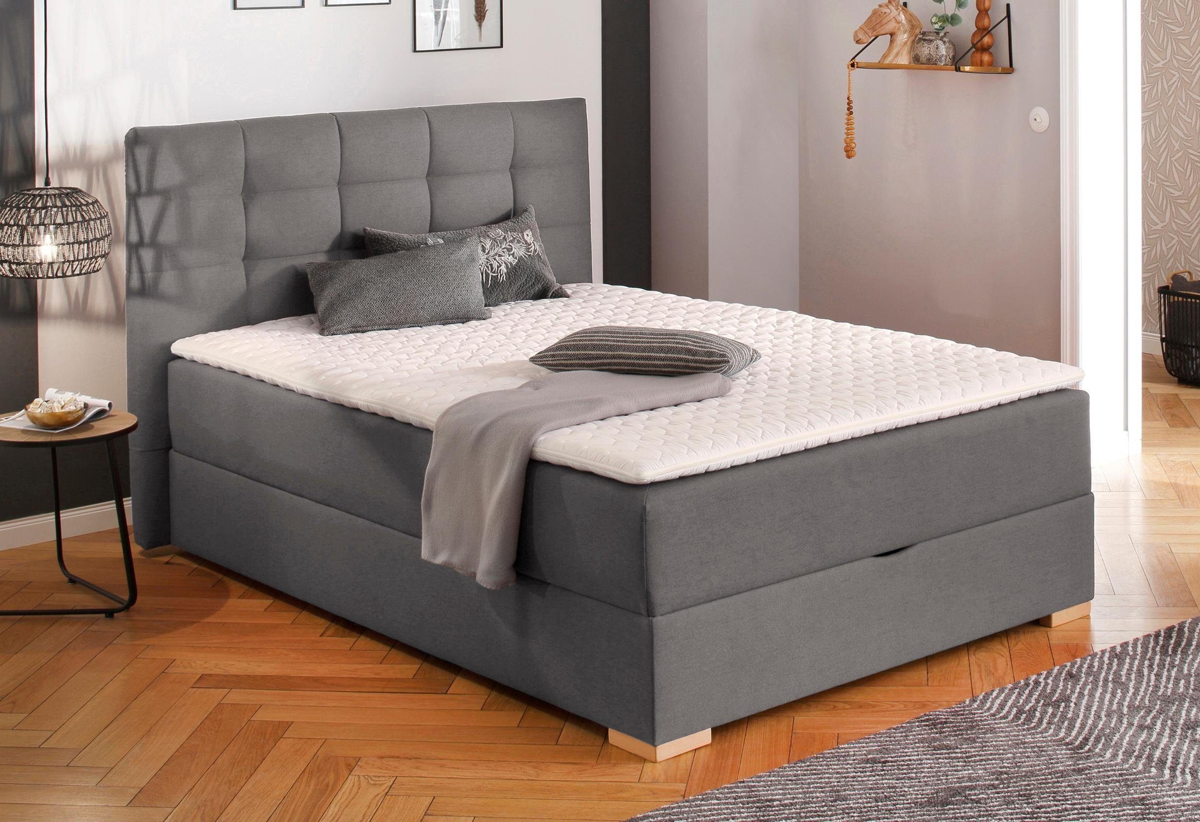 Home affaire Boxbett Olivet mit Bettkasten, in 4 Farben, 4 Breiten, 2 Matratzenarten, auch in Überlänge 220 cm