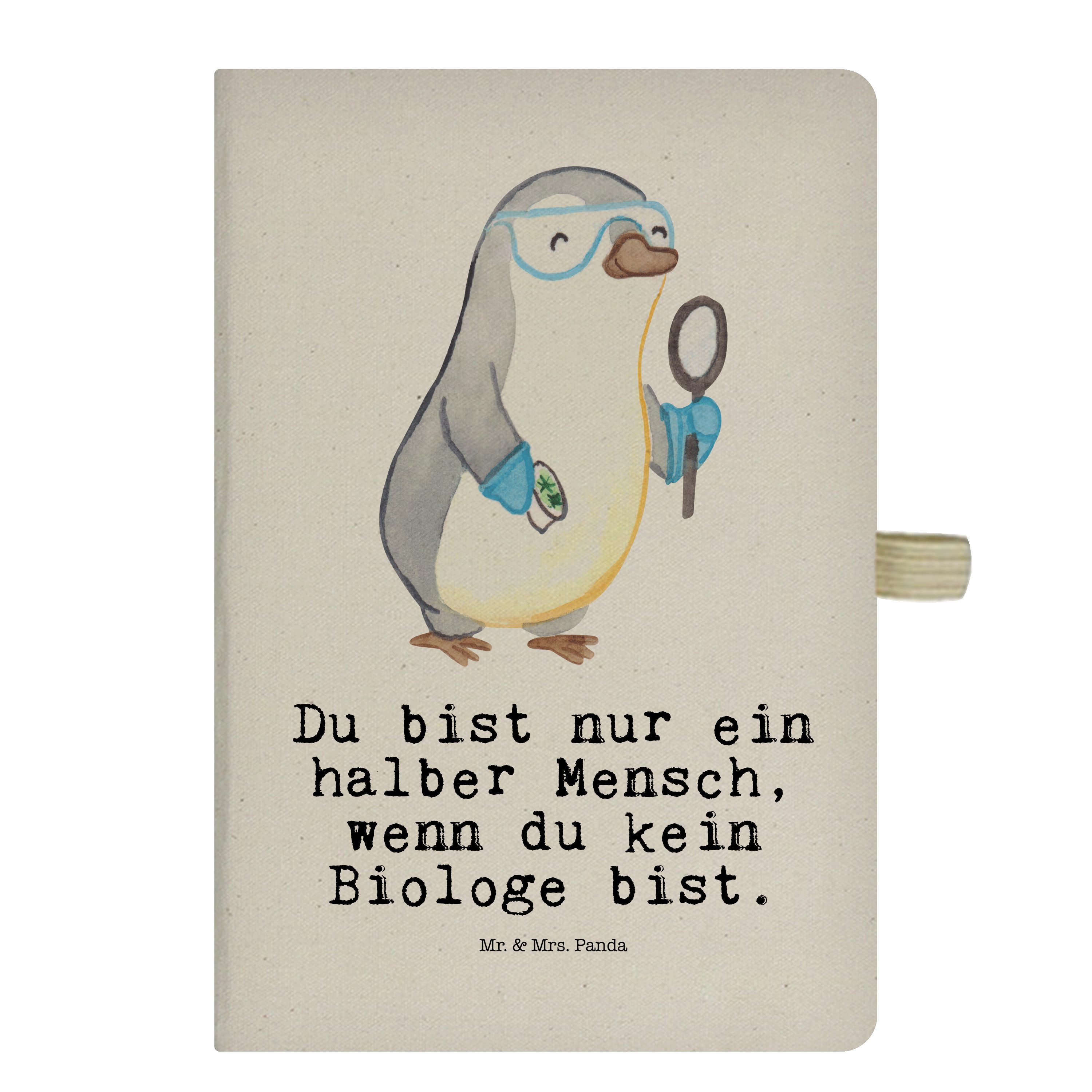 Mr. & Mrs. Panda Notizbuch Biologe mit Herz - Transparent - Geschenk, Master, Adressbuch, Abschi Mr. & Mrs. Panda