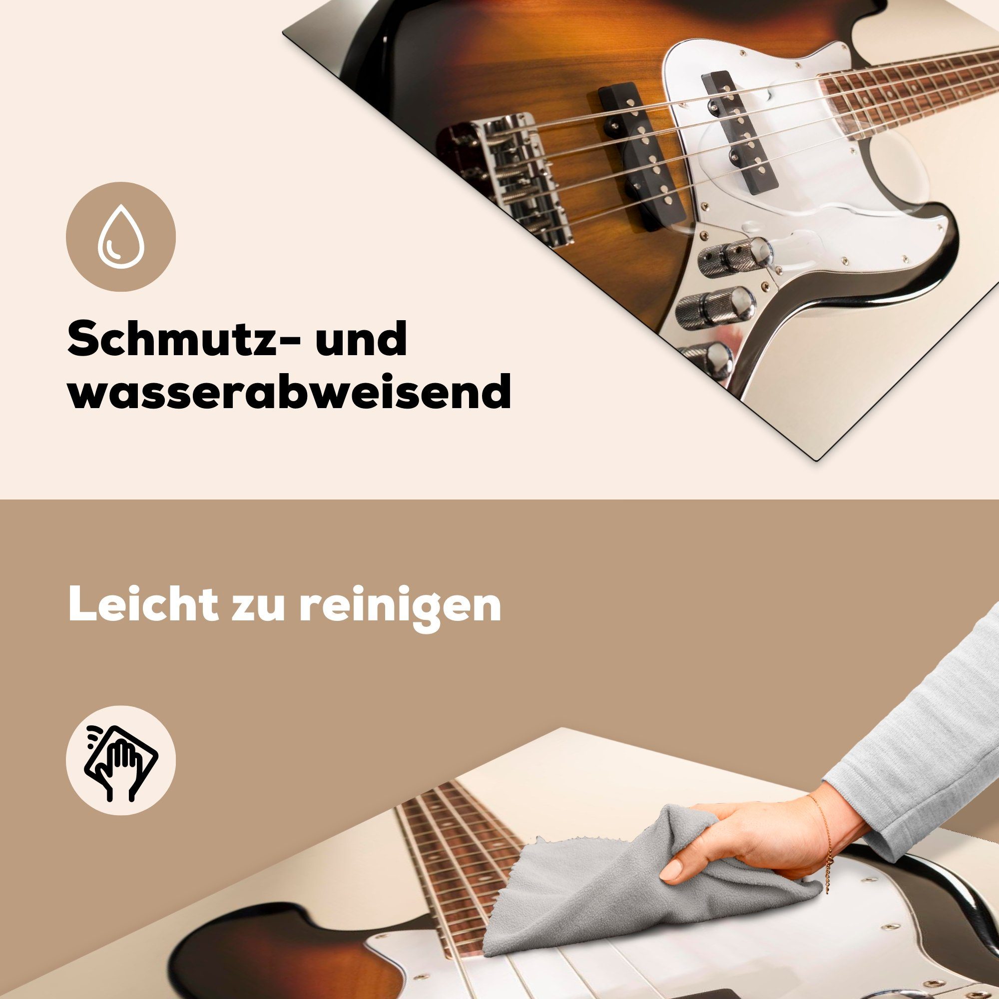 MuchoWow Bassgitarre, Induktionskochfeld Schutz (1 Herdblende-/Abdeckplatte die Nahaufnahme für 81x52 cm, tlg), einer Vinyl, küche, Ceranfeldabdeckung