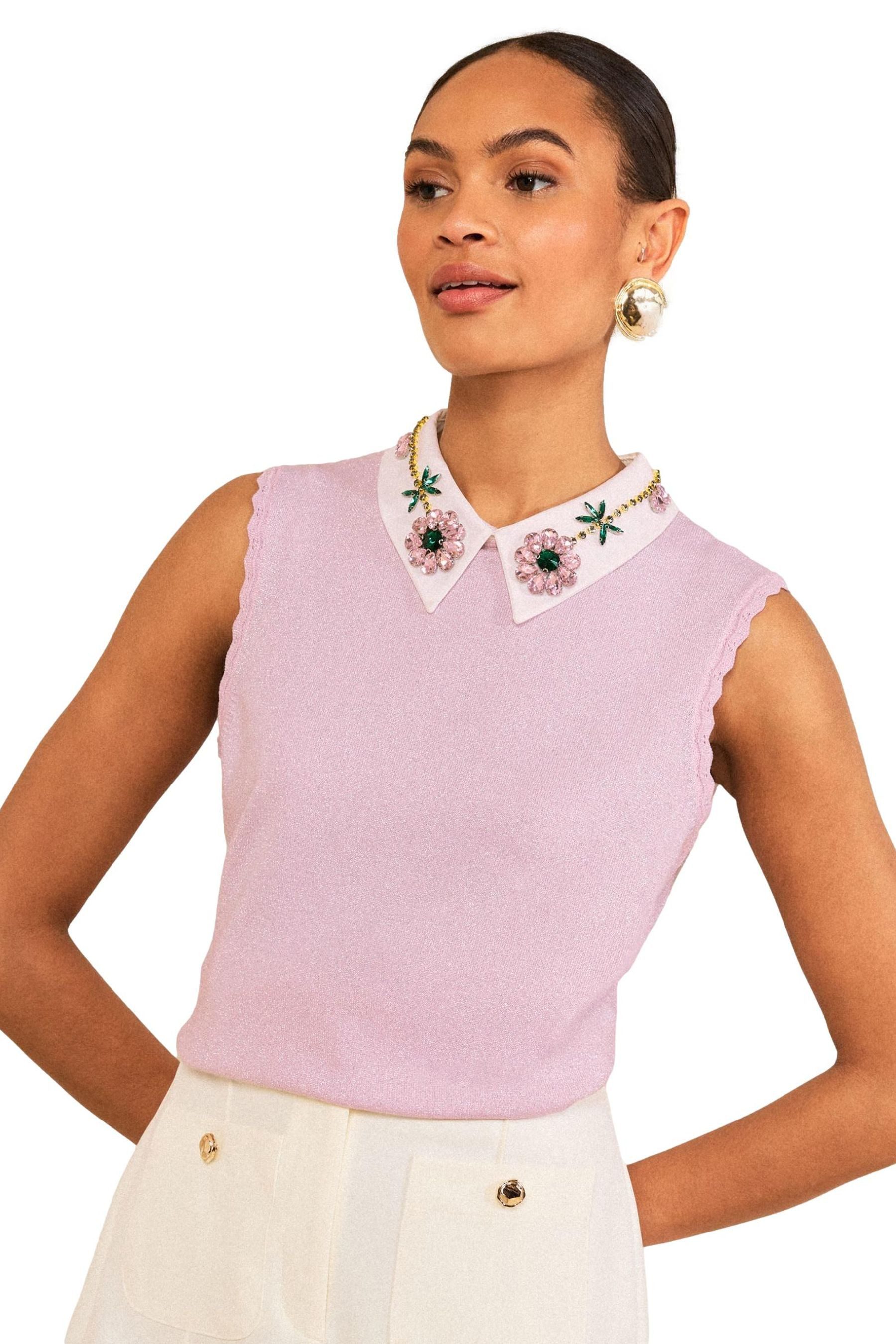 Love & Roses Blusentop Love & Roses Strickoberteil mit verziertem Kragen (1 günstig online kaufen