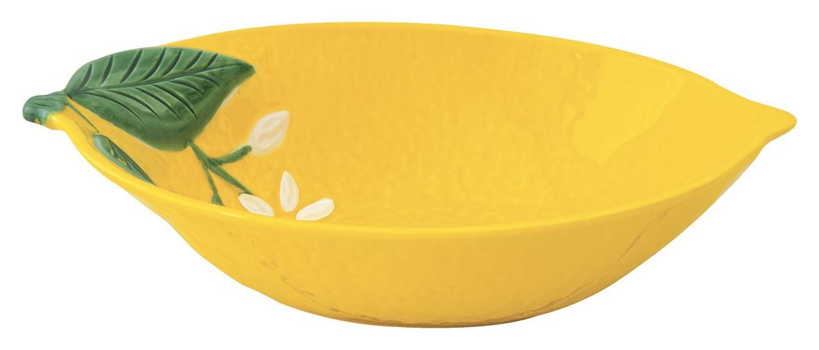 EasyLife Servierschale Fleurs et Citrons, Porzellan, Spülmaschinengeeignet, Mehrfarbig, Zitronen, H: 5.5cm