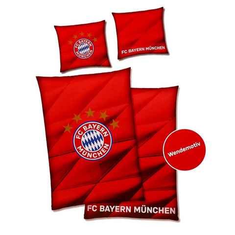 Kinderbettwäsche FC Bayern München Bettwäsche Microfaser, FC Bayern München, Microfaser, Rautenoptik der Allianz Arena, FCB Logo und fünf Sternen