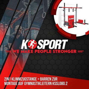 K-SPORT Klimmzugstange Klimmzugstange + Dip Station für Sprossenwand (Kraftstation mit Pull-Up Bar & Dip Stange, Klimmzug Dip Station, Pull Up Bar, bis 150 kg belastbar), Made in EU!