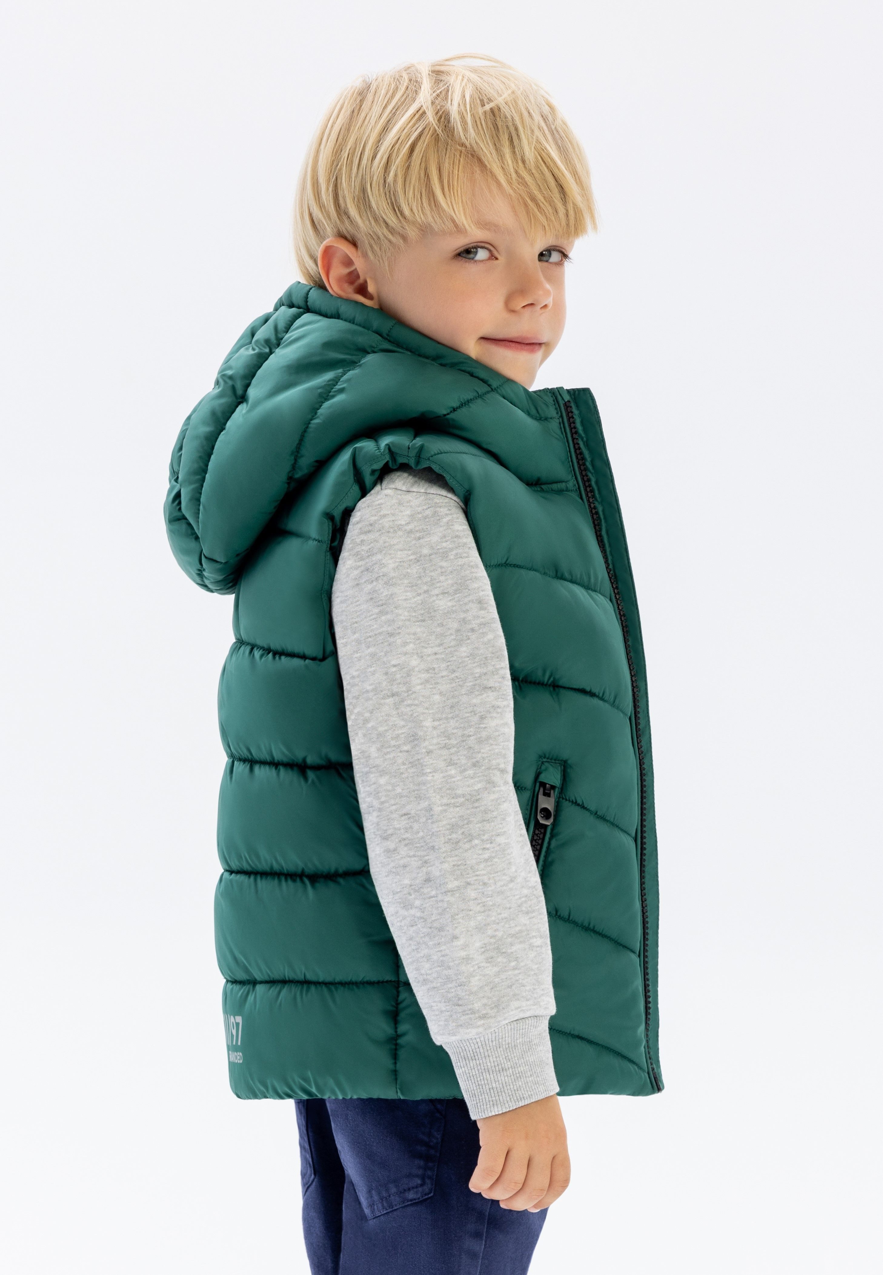 MINOTI Steppweste Ärmellose Jacke mit Badge und Kontrastdetails (2y-14y)