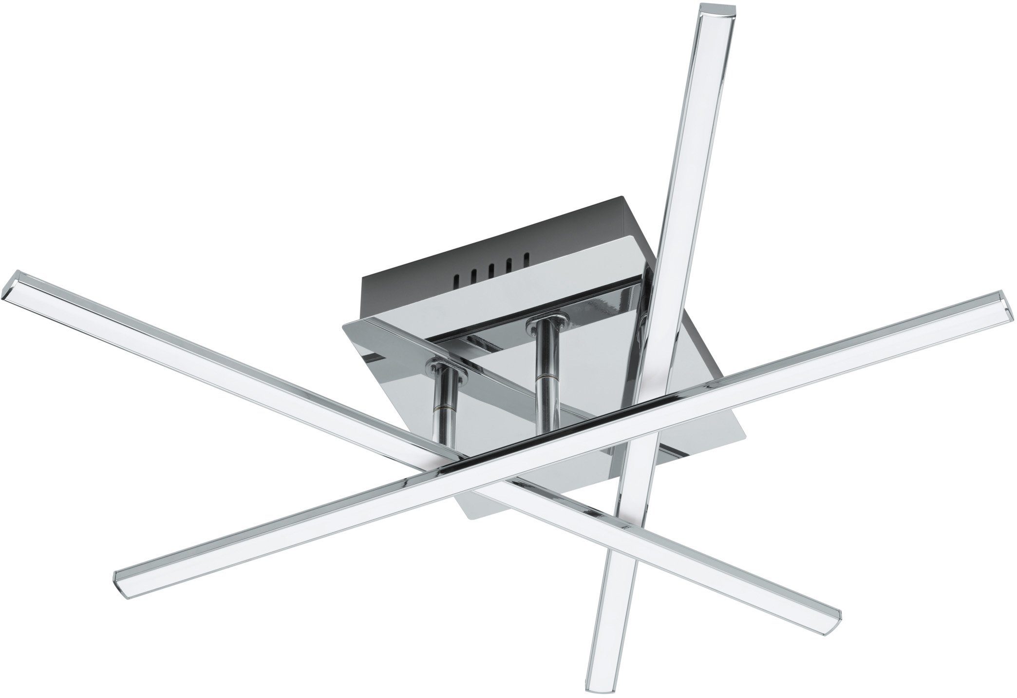 EGLO Deckenleuchte LASANA 1 Deckenlampe, chrom, weiß, schlanke Bauform, Wohnzimmerlampe, LED fest integriert, Warmweiß, Esszimmer, Küche, Schlafzimmer, modern, minimalistisch, 50x16x9,5cm