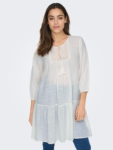 ONLY Tunikakleid ONLVINNIE LIFE 3/4 LACE TUNIC WVN NOOS als Minikleid oder  Tunikabluse tragbar, Aus 100% pflegeleichter Baumwolle für ein angenehmes  Tragegefühl