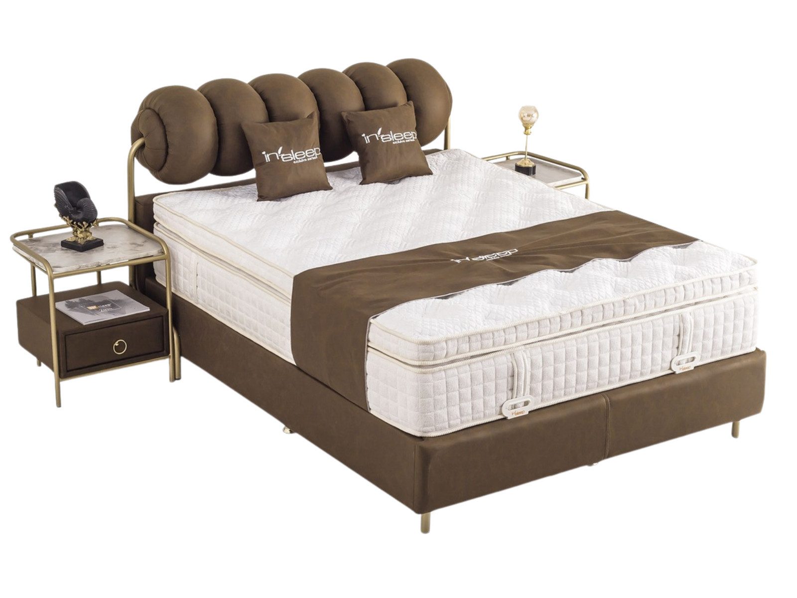 Villa Möbel Boxspringbett Titanic (Bett (ohne Matratze), Liegefläche 90x190), Bettkasten mit XXL Stauraum und Gasdruckfedern für einfache Handhabung