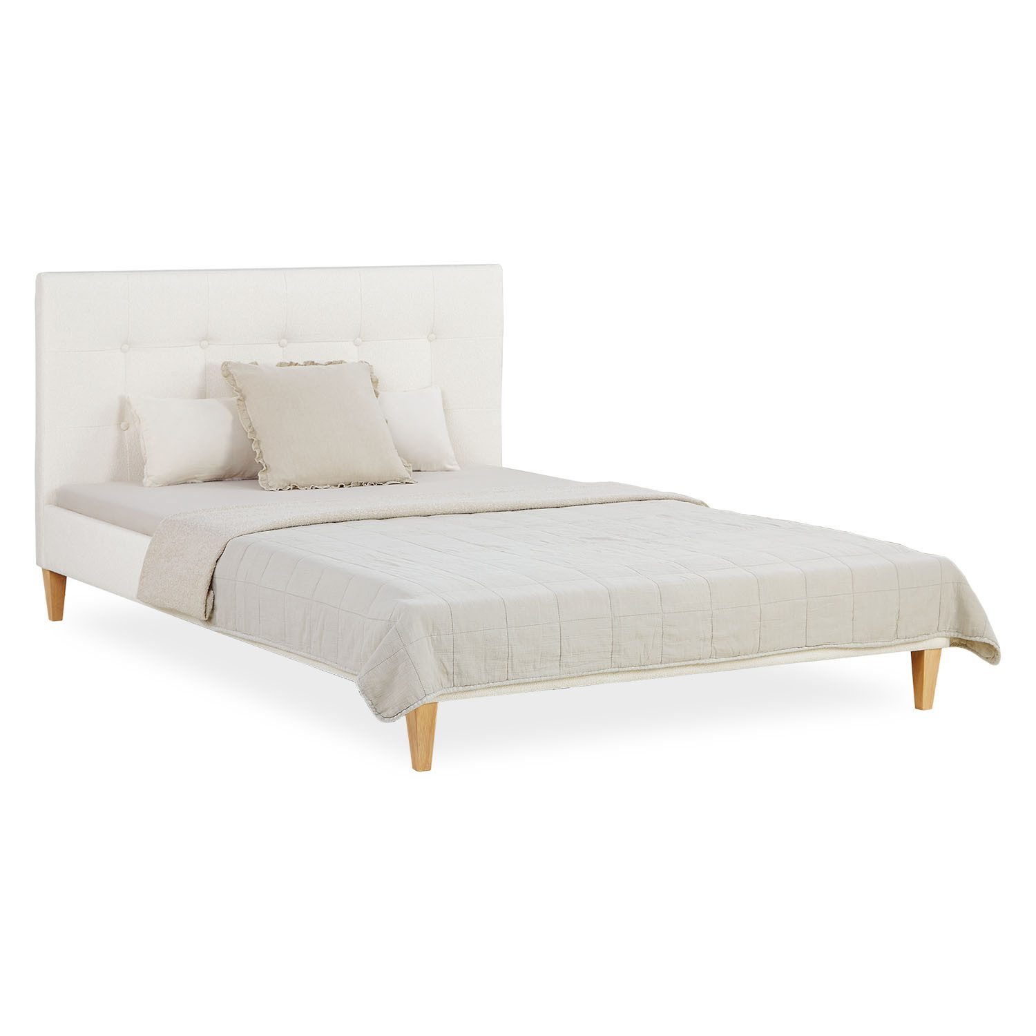 Homestyle4u Polsterbett 140x200 Doppelbett weicher Bouclé günstig online kaufen