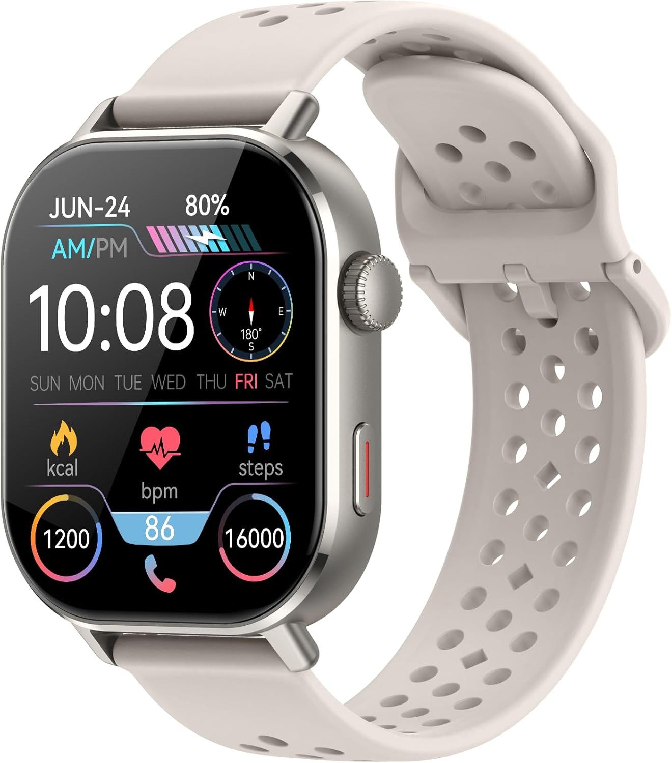 Jugeman P131 Smartwatch (5,2 cm, android ios), Smartwatch mit 2.06 Zoll AMOLED GPS 178 Sportmodi Anruf