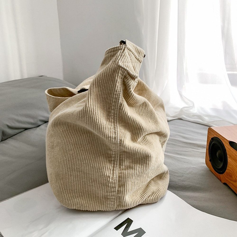 FOUORTUNATE-BEE Schultertasche Cord Umhängetasche Casual Crossbody Mode Retro große Tasche – Bild 5 von 5