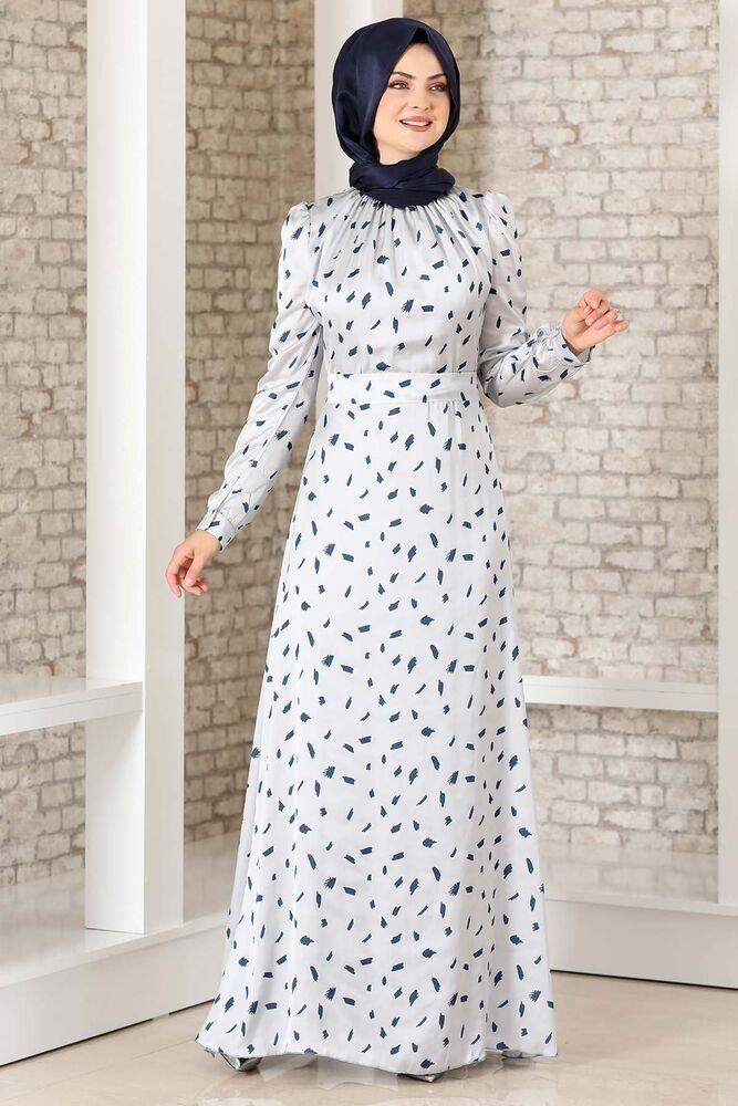 fashionshowcase Satinkleid Abendleid gemustert Hijab Mode Modest Fashion Ab günstig online kaufen