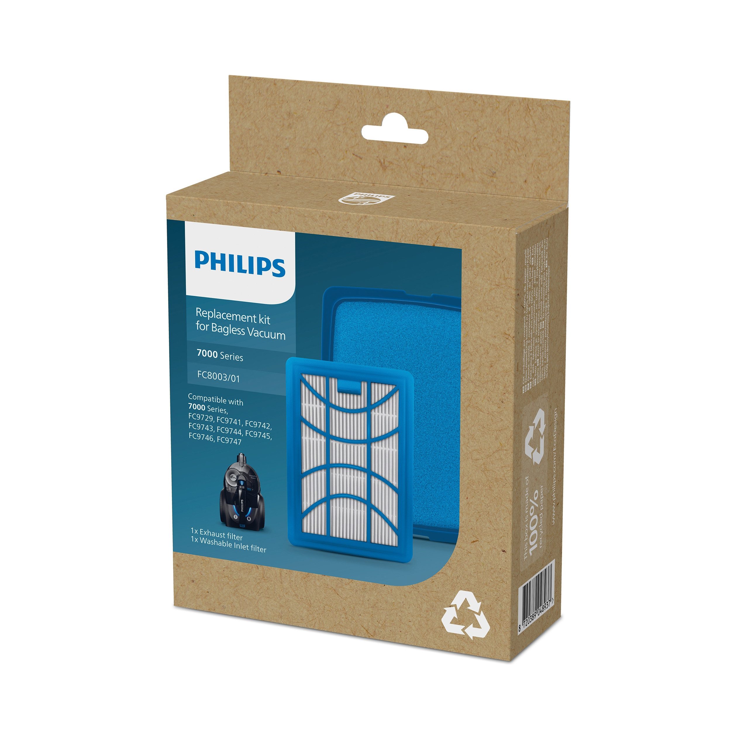 Philips Ersatzfilter FC8003/01 Original Ersatzfilterset für PowerPro Expert, Zubehör für 7000 Series PowerPro Expert