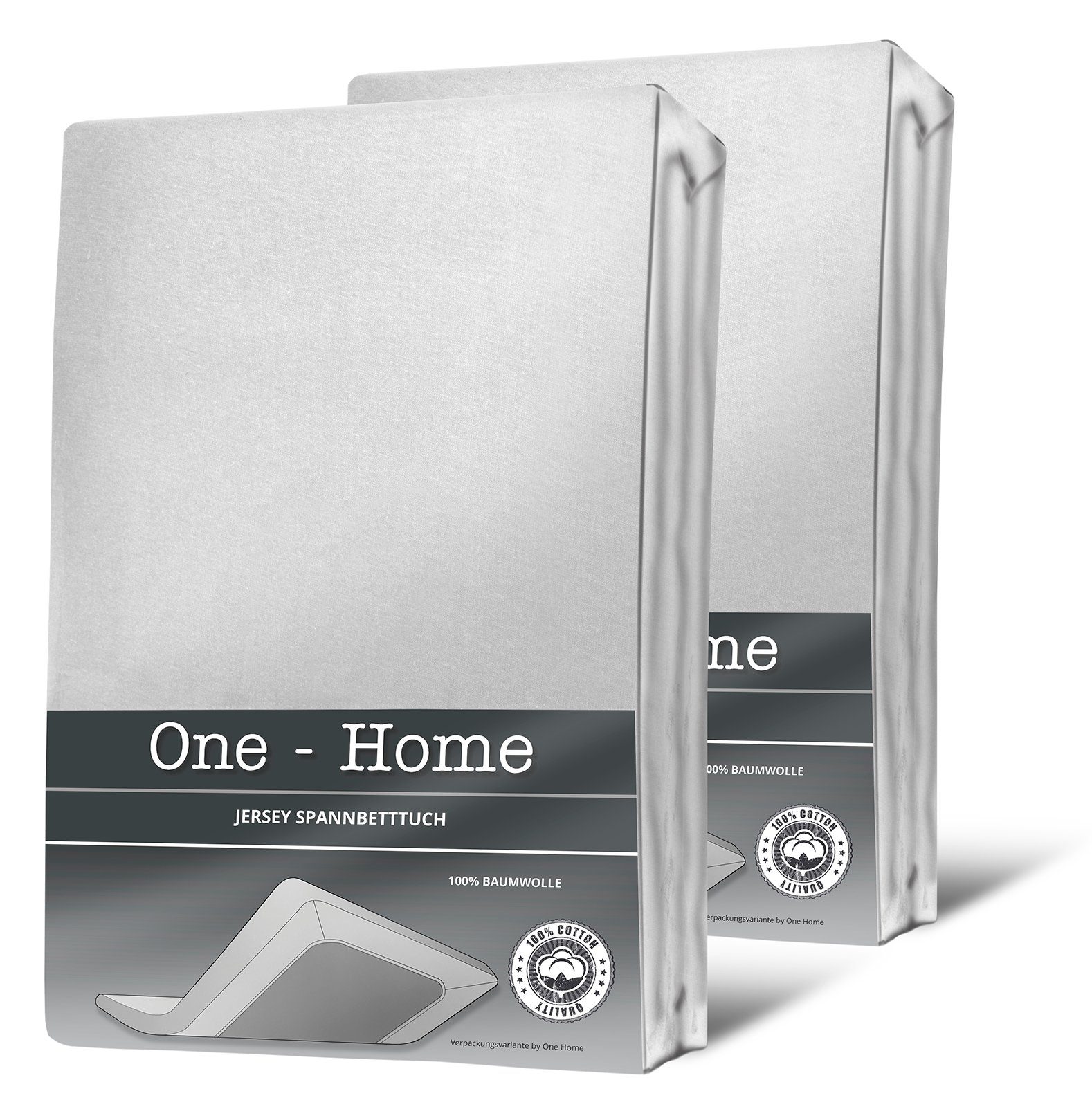 One Home Spannbettlaken Jersey, Jersey, Gummizug: rundum, (2 Stück), Double Pack mit Rundumgummizug, weich
