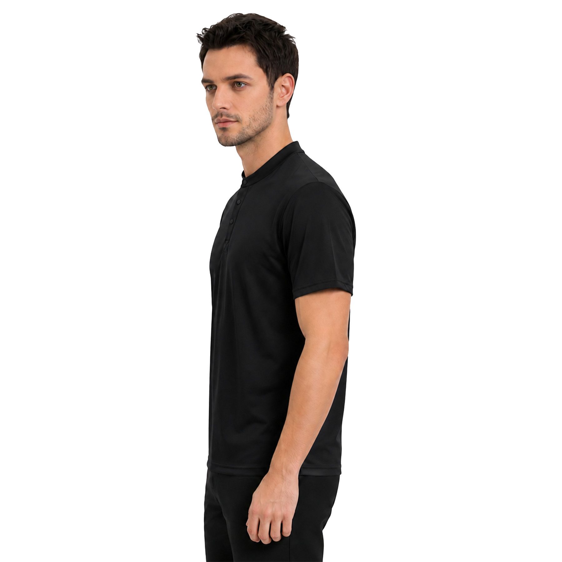 Allthemen Poloshirt Herren Kurzarm Poloshirt mit Henleykragen und Knopfleiste Regular Fit – Bild 5 von 5