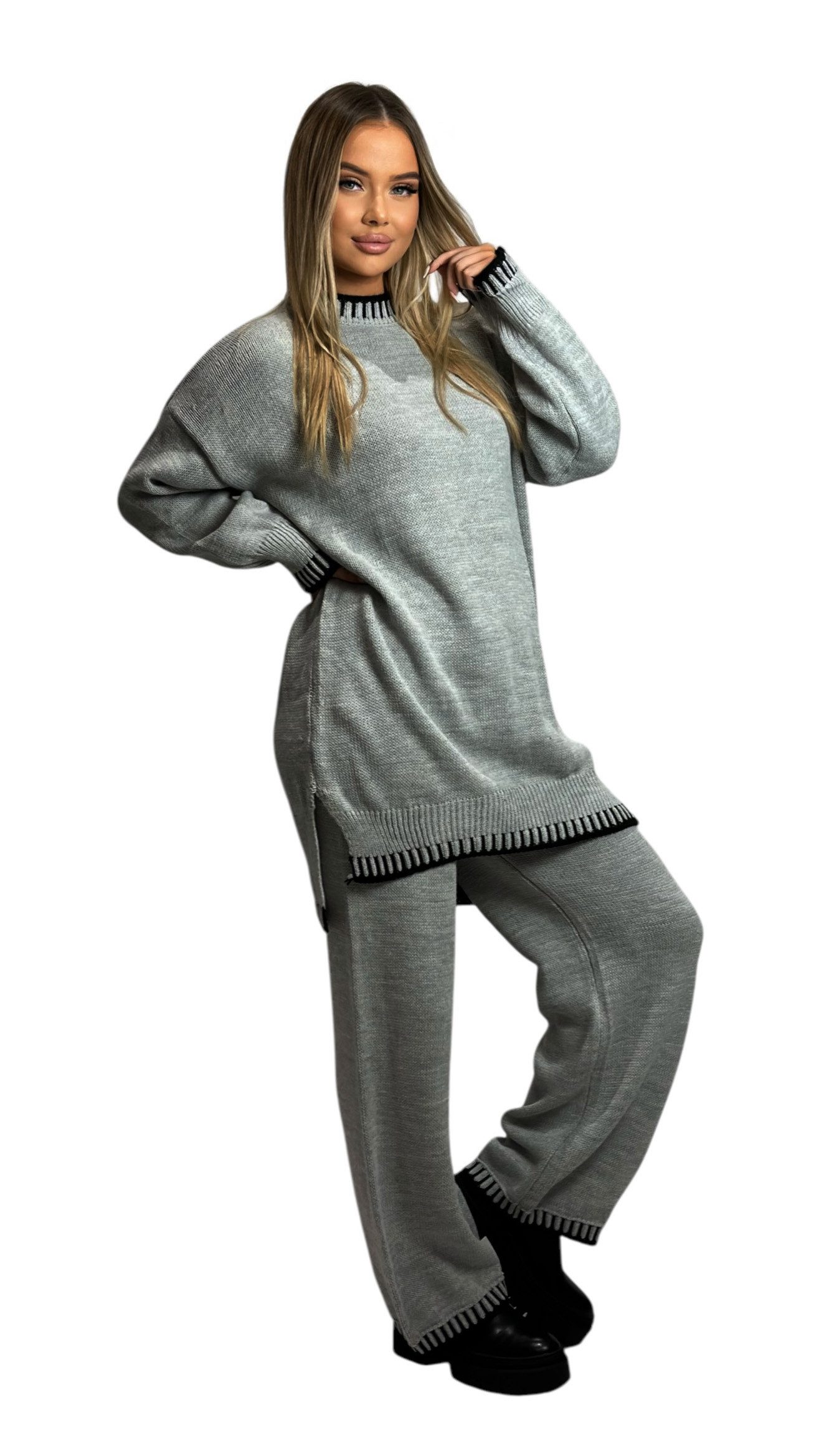 Mississhop Strickhose Strickanzug Strickset 2-teilig Hose Pullover M.382 (2-tlg)