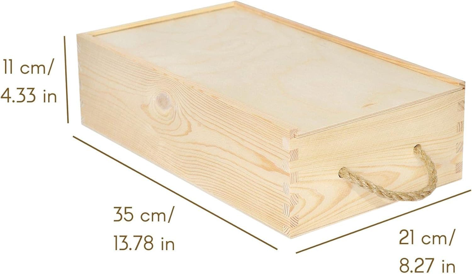 Creative Deco Weinkiste Holzkiste Wein Box für 2 Flasche mit Schiebedeckel und Tragekordel