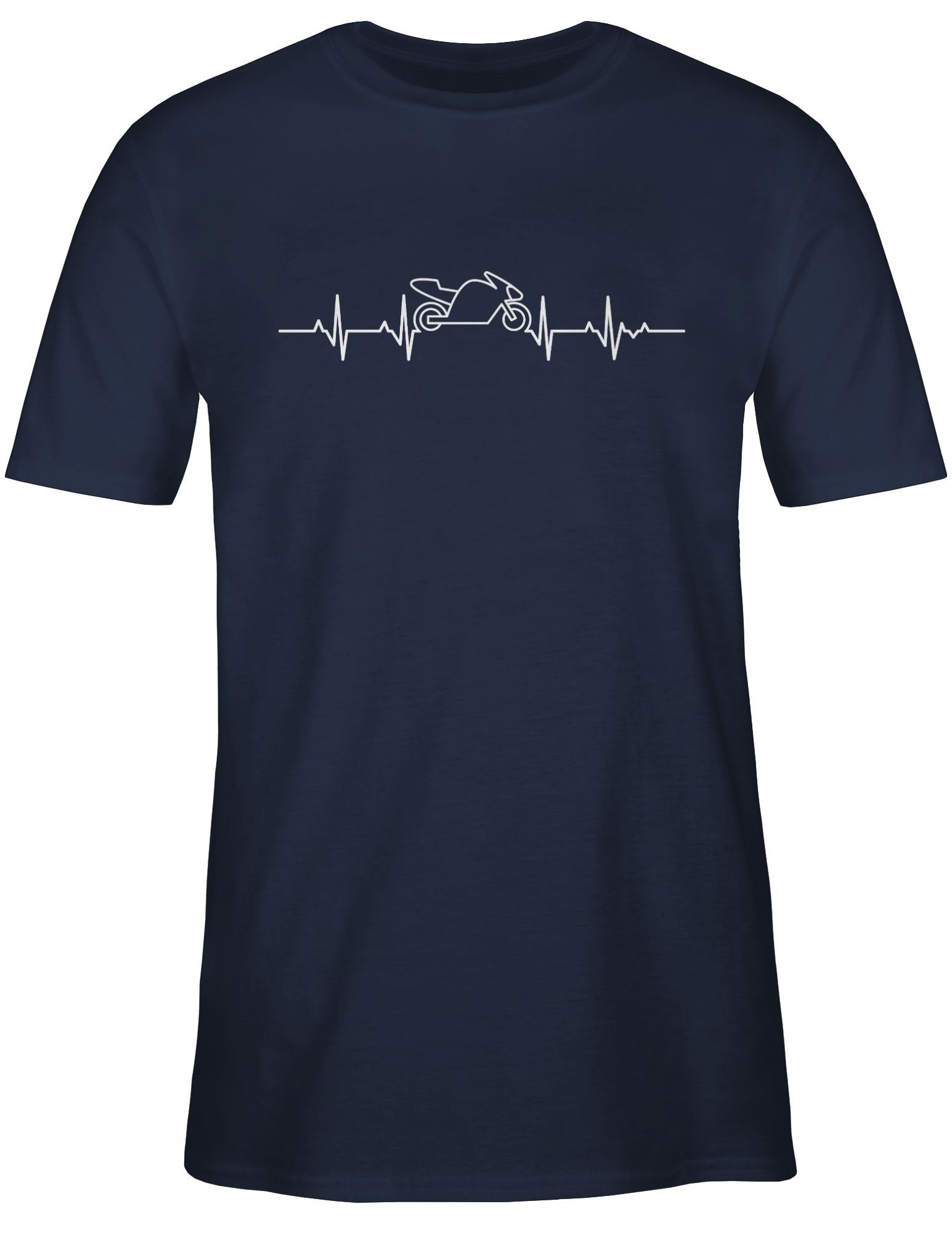 Motorrad Shirtracer Biker Motorbike Blau Motorrad T-Shirt 03 Navy - Herzschlag