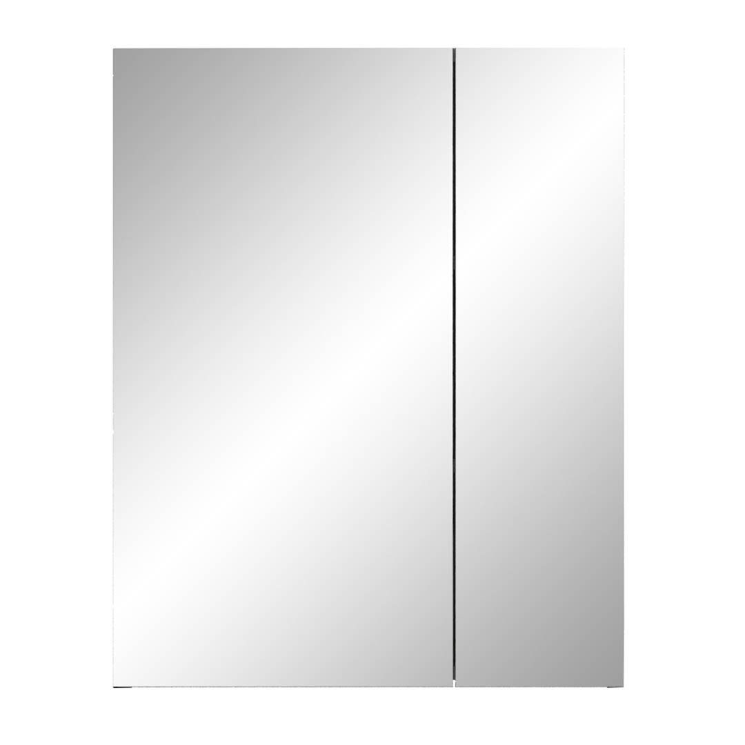 2 ebuy24 Spiegelschrank Riva Türen, (1-St) Badezimmerspiegelschrank Bad grau.