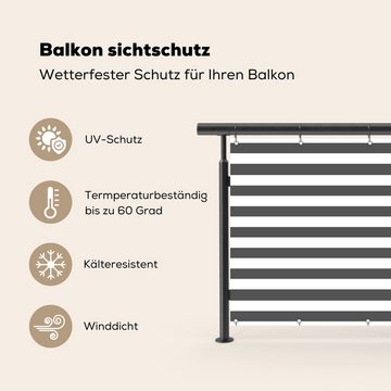 MuchoWow Balkonsichtschutz Muster - Streifen - Grau-Dunkel (1-St) Balkon Sichtschutz, Windschutz, 200x90 cm