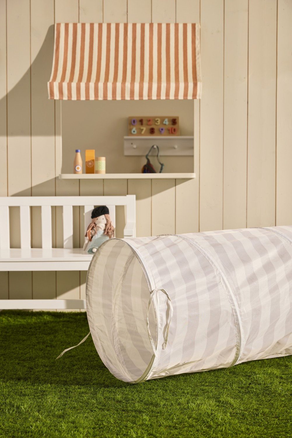 Kids Concept Spieltunnel Spieltunnel Streifen grau günstig online kaufen