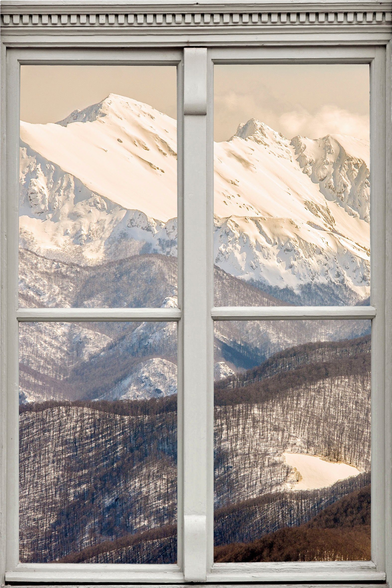 queence Wandsticker Berge, Wandsticker, Wandbild, selbstklebend, 3D, Fenster