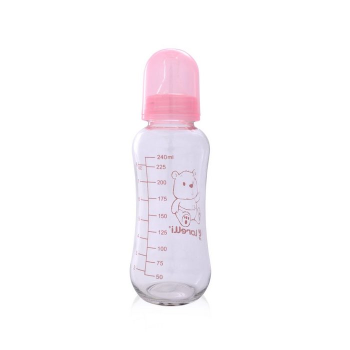Lorelli Babyflasche Baby Glasflasche 240 ml 240 ml Fassungsvermögen Silikonsauger Deckel ab Geburt