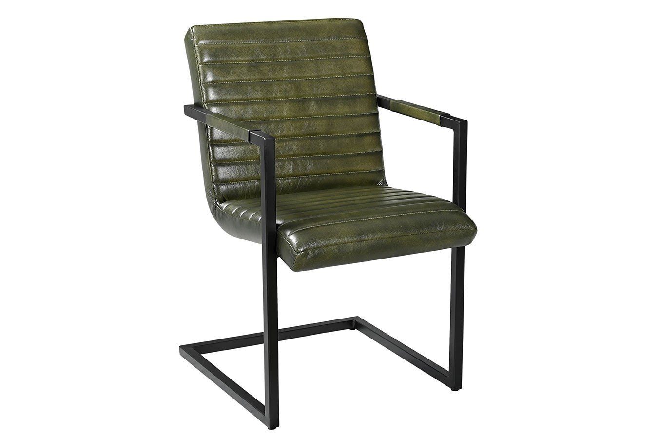 Armlehnstuhl Freischwinger Oxford Leder grün