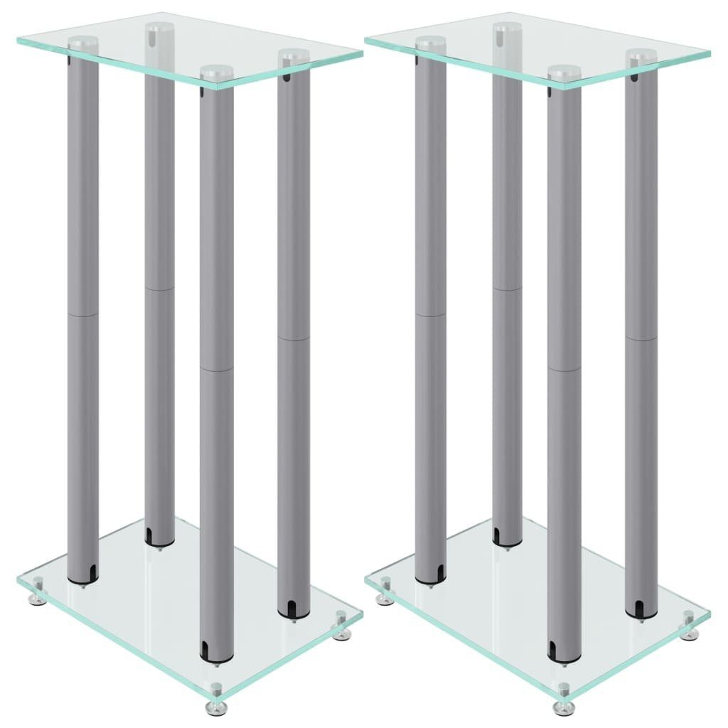 Stk. 4 Hartglas Säulen Lautsprecher-Ständer vidaXL 2 Lautsprecherständer Silbern