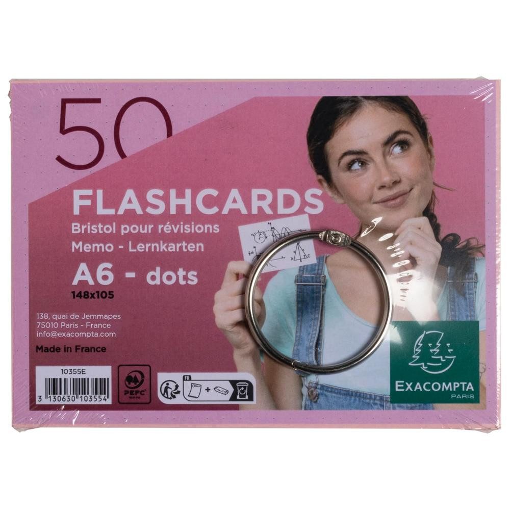 EXACOMPTA Karteikarten Exacompta Flashcards A6 punkt 50St/Pk rosa