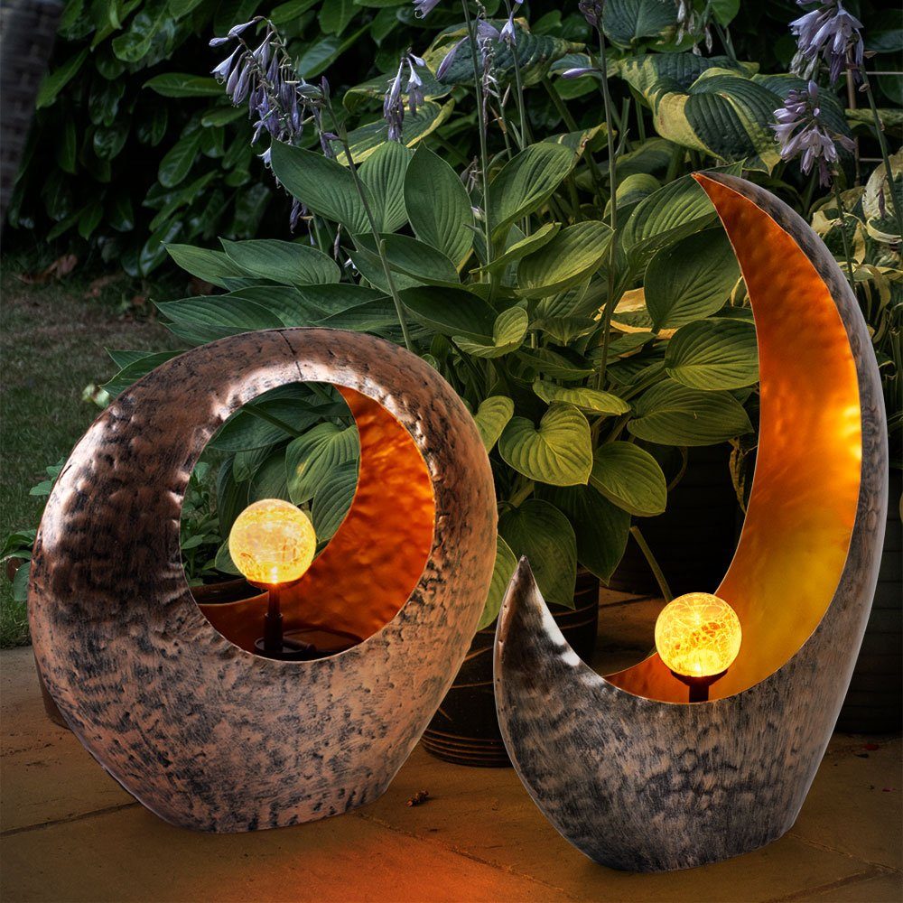 Globo LED Solarleuchte, LED-Leuchtmittel fest verbaut, Warmweiß, 2x Solarlampen für Außen Gartendeko Mondsichel Solarleuchte Solar