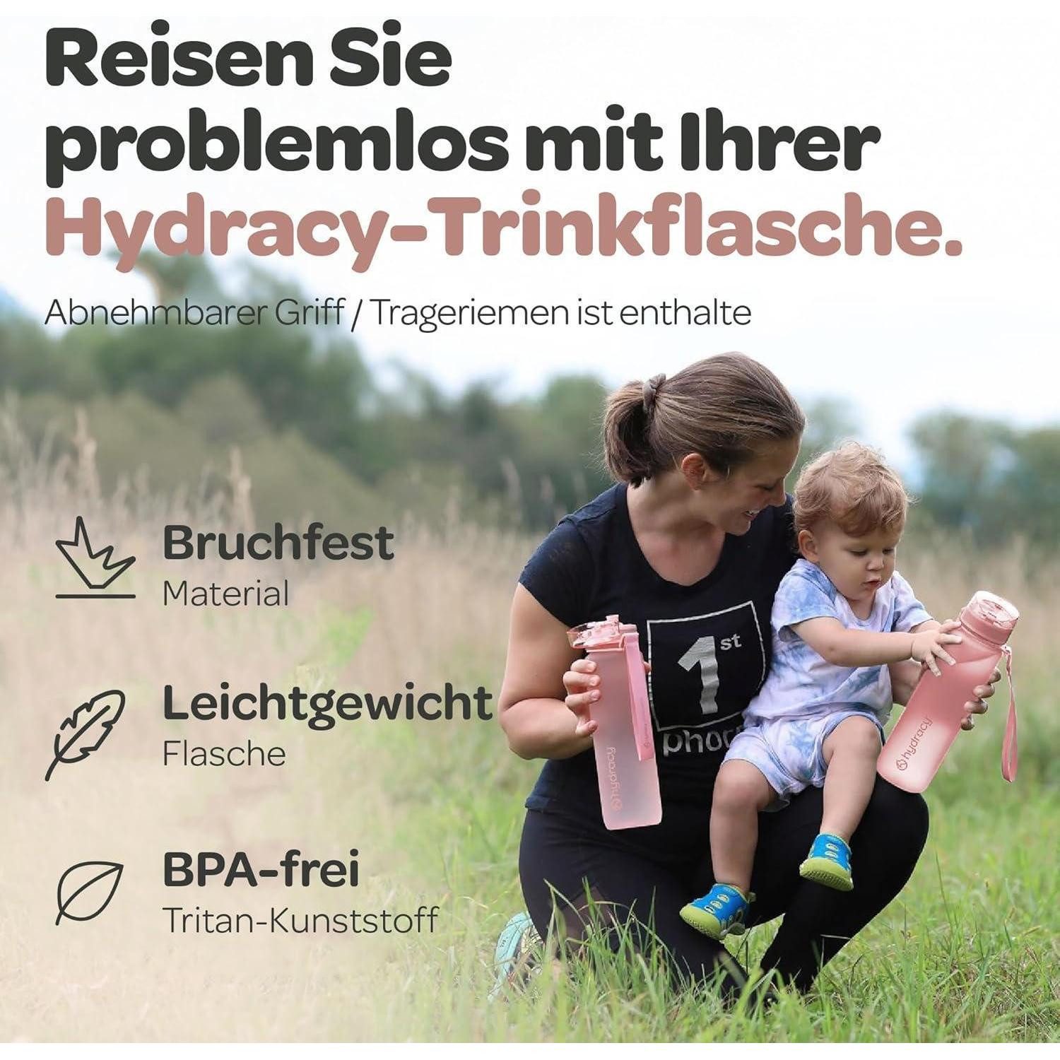 LuxusKollektion Trinkflasche Trinkflasche Fruchteinsatz BPA Frei 500mL Schnelltrink Rosa Gold