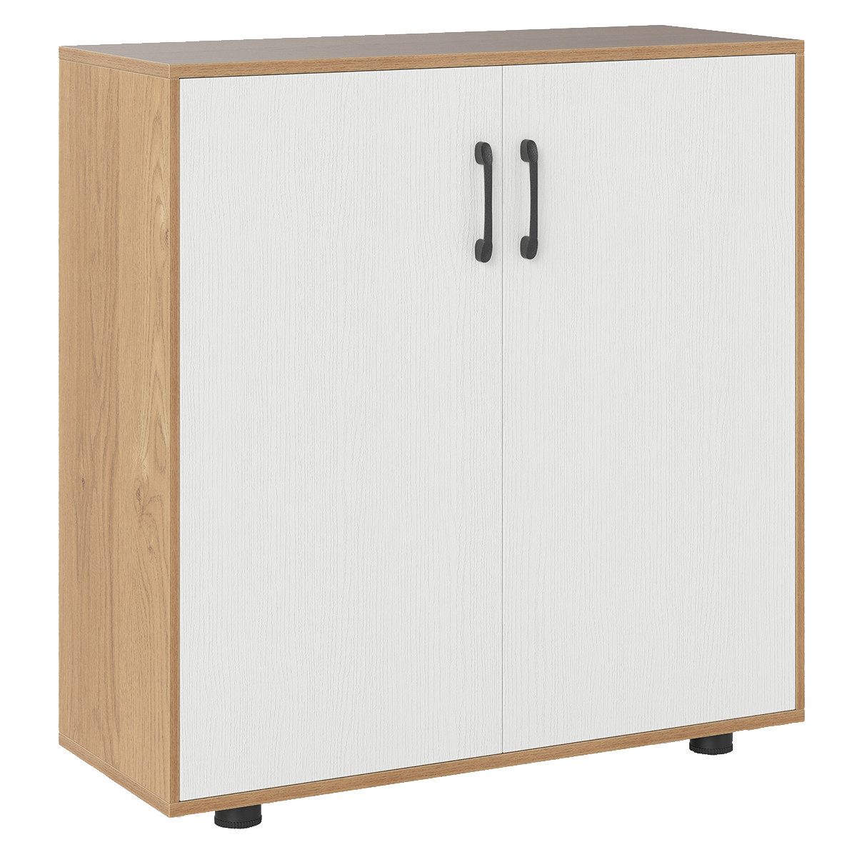 COSTWAY Kommode Sideboard Beistellschrank mit Türen, verstellbarem Regal Weiß