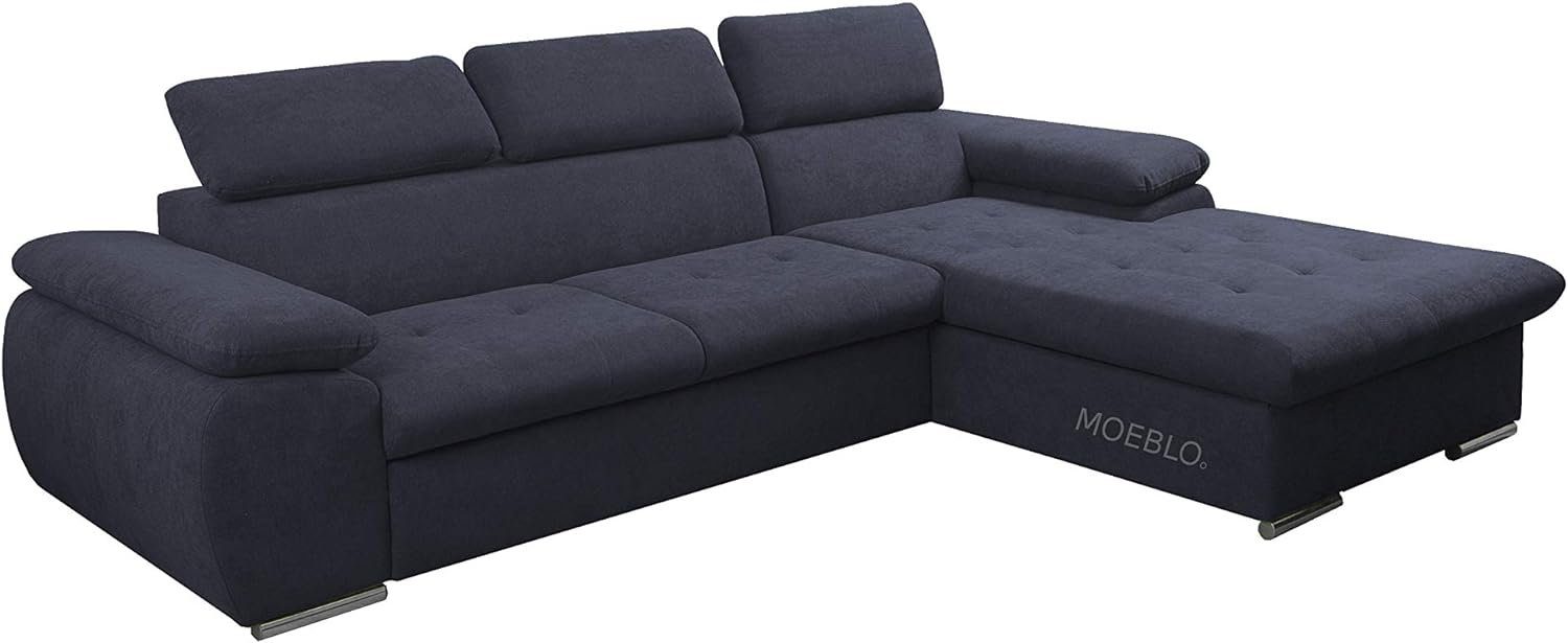 MOEBLO Ecksofa Nilux, Sofa Couch L-Form Polsterecke für Wohnzimmer, Schlafsofa Sofagarnitur Wohnlandschaft, mit Bettkasten und Schlaffunktion Anthrazit (AVRA 18) | Ecksofas