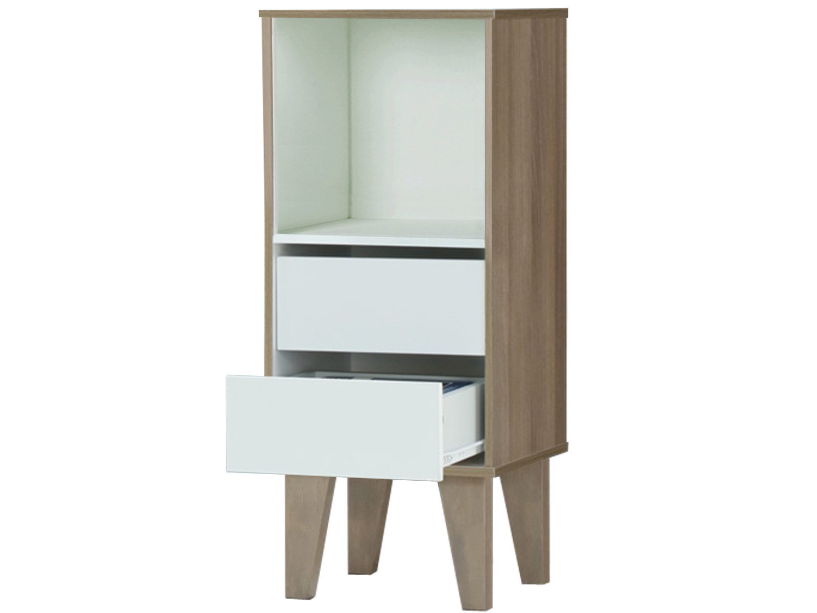 loft24 Bücherregal Roy, Standregal, Regal mit Schubladen, MDF, Buche Optik