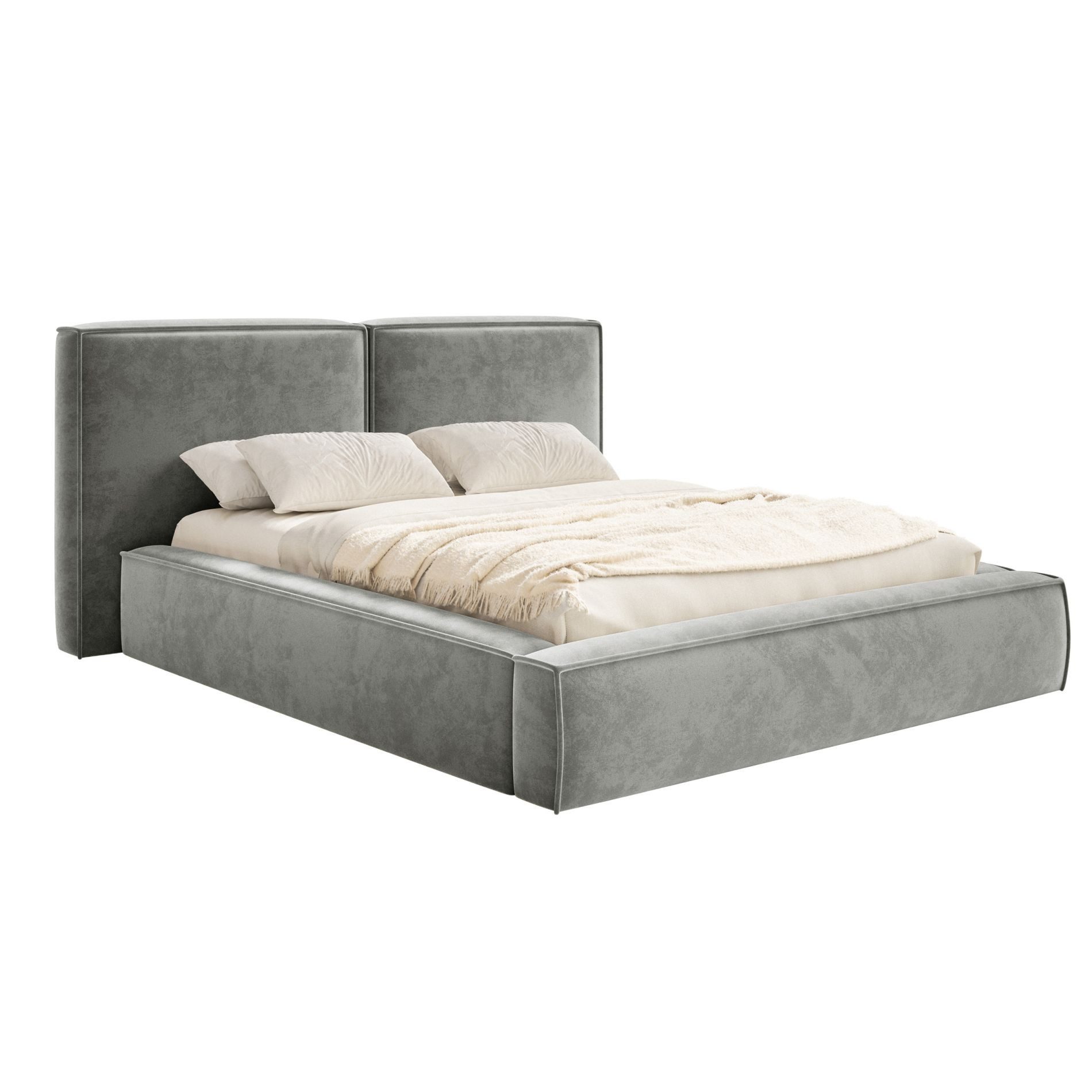Selsey Polsterbett TILVES, mit Bettkasten – wahlweise Chenille oder Velours, hohes Kopfteil