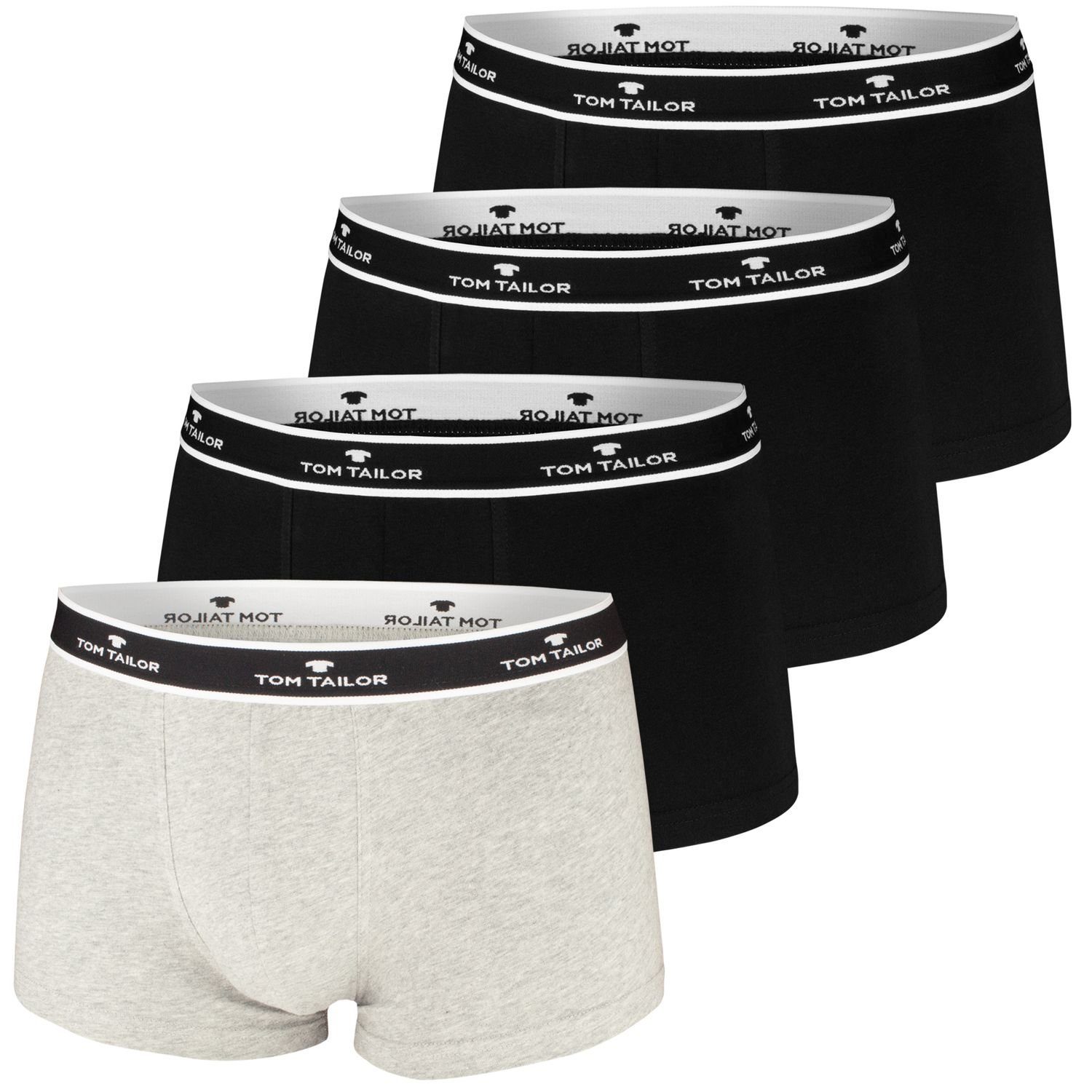 TOM TAILOR Boxershorts (4-St) elastisch angenehm im 4er Pack 3 x schwarz 1 x grau melange