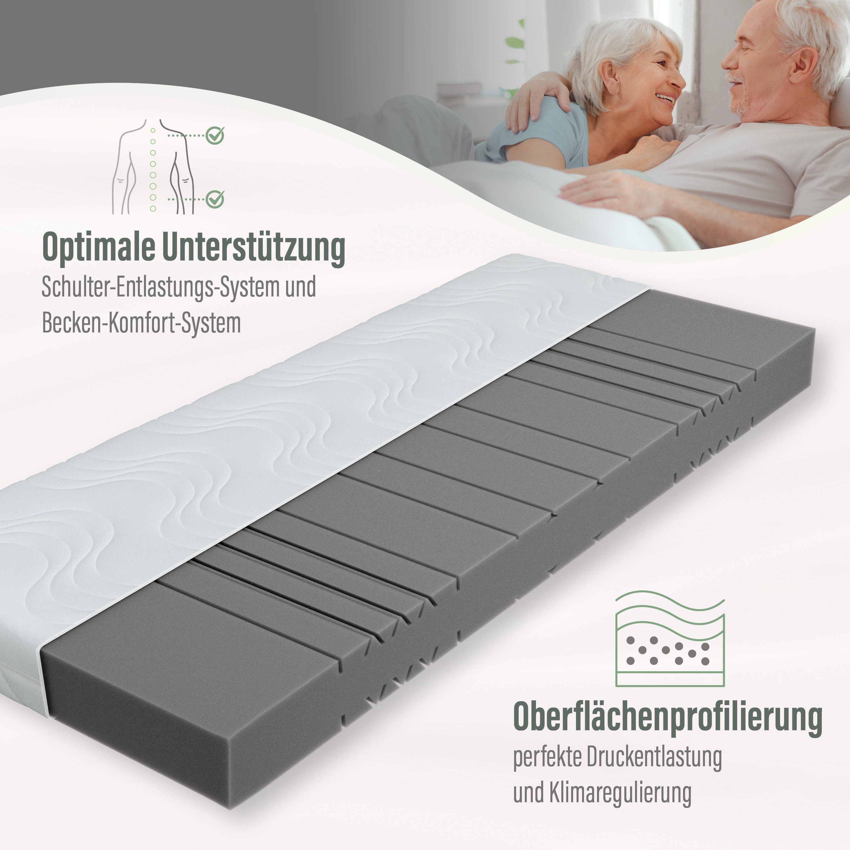 Komfortschaummatratze Marissa, 7 Zonen Matratze 90x200, 140x200 cm & weitere Größen, Beco, 18 cm hoch, ergonomischer Schlaf, getestet in 90x200, H3, Ausgabe 10/2025