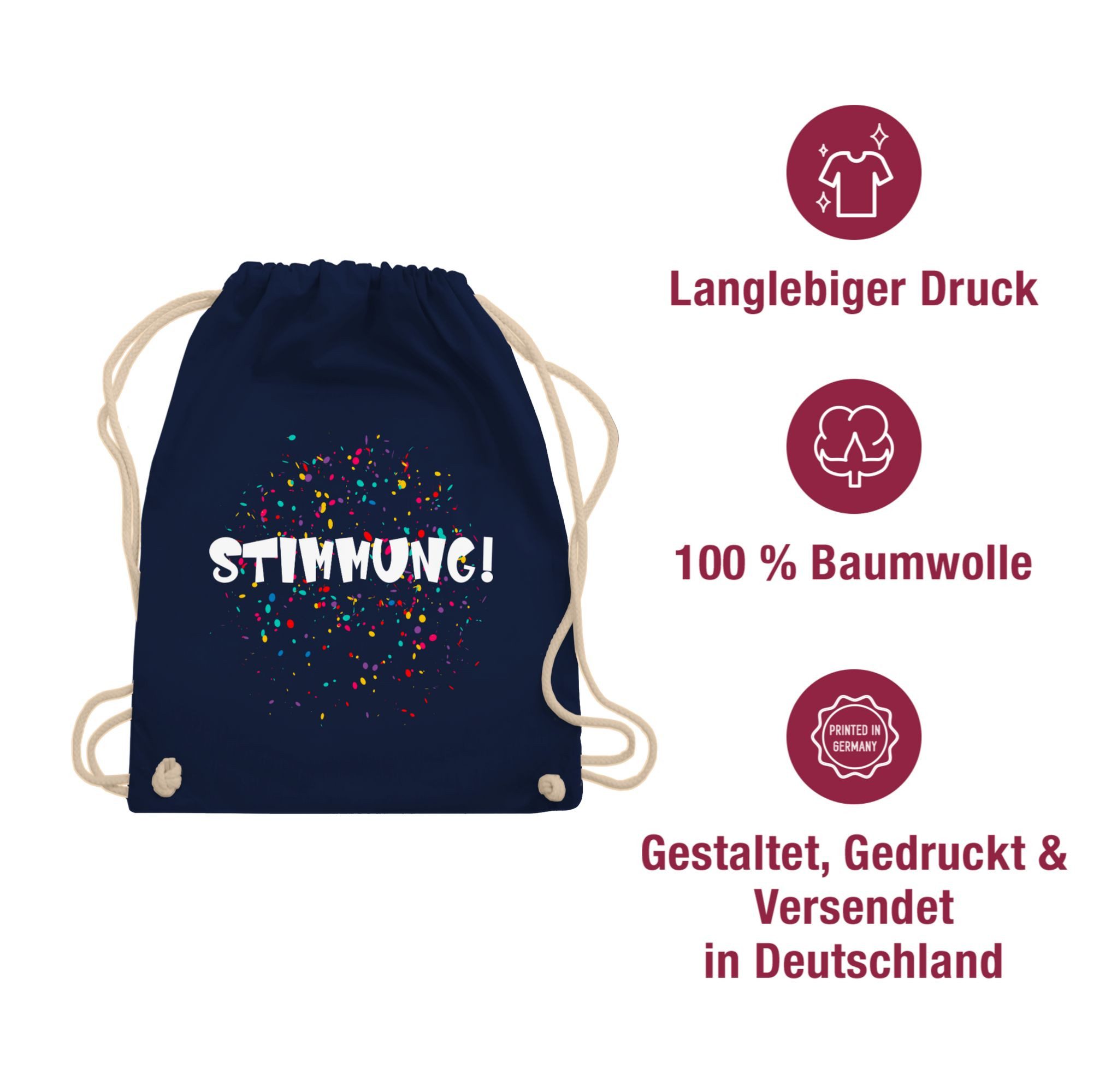 Shirtracer Turnbeutel Stimmung Konfetti Karneval Kostüm Fasching Ersatzkostüm I Faschingskos, Karneval & Fasching