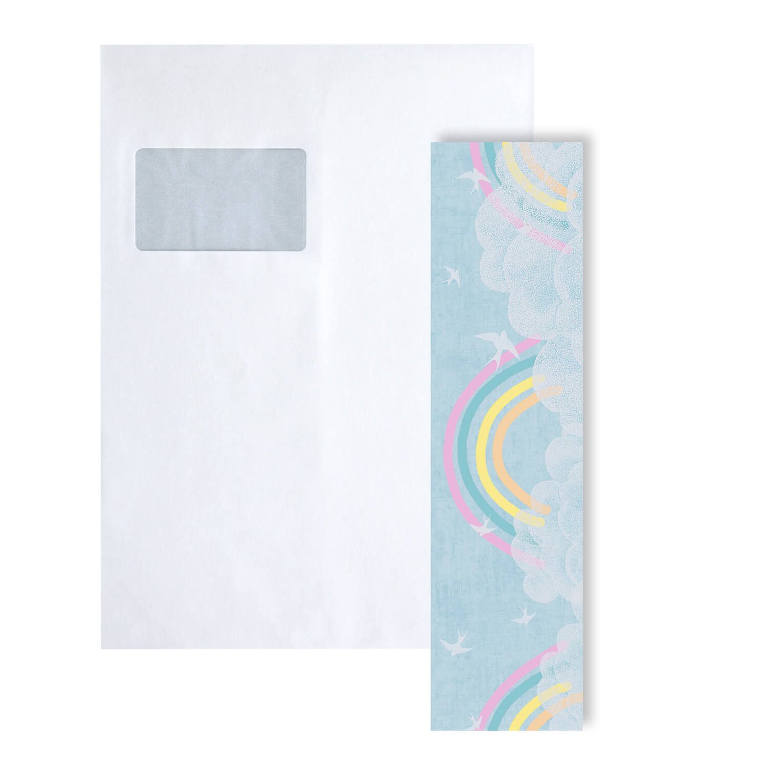 Profhome Bordüre 1 MUSTERSTÜCK S-771451-GU MUSTER der Kinder Tapete Länge ca. 29 cm, (1 Musterblatt, Länge ca. 29 cm), babyblau