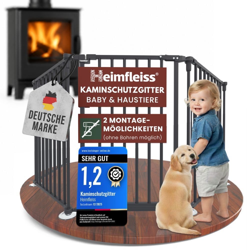 Heimfleiss® Ofenschutzgitter Kaminschutzgitter Baby Ofenschutzgitter Kinderschutz, Anthrazit: 5-teiliges Kamingitter aus hitzebeständigem Stahl